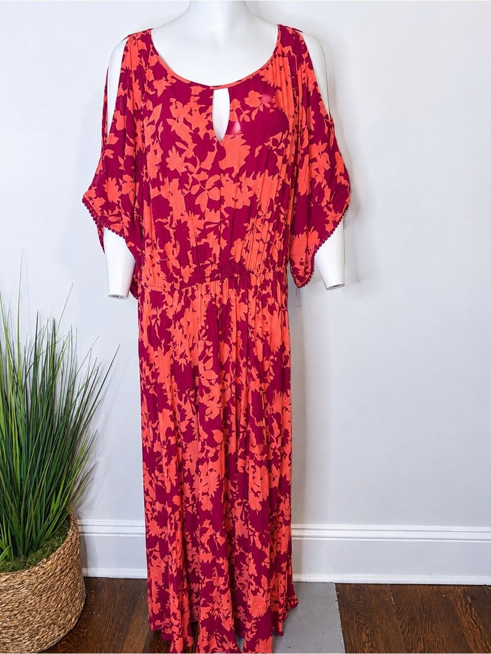NWT Soft Surroundings Marcella Floral Maxi Dress XL Coral Pink $140 Retail